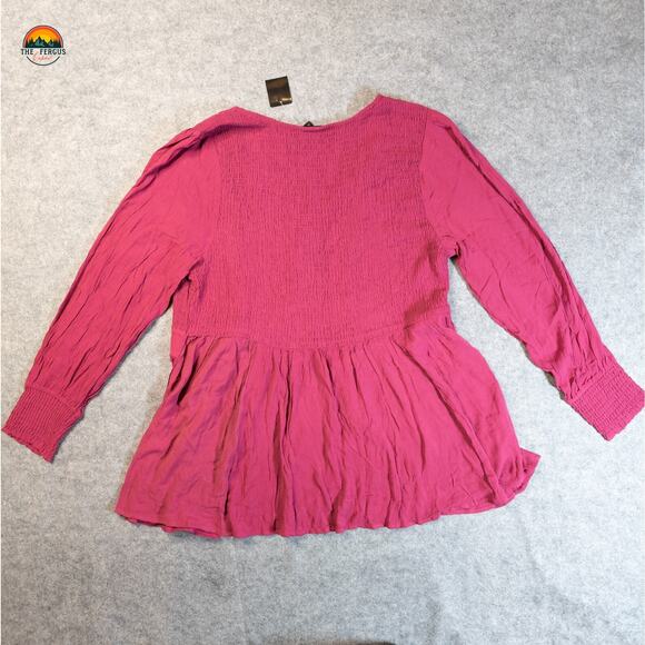 NWT Torrid Babydoll Blouse Top Pink Crinkle Gauze Boho Women's Plus Size 2 18/20 - Picture 2 of 8